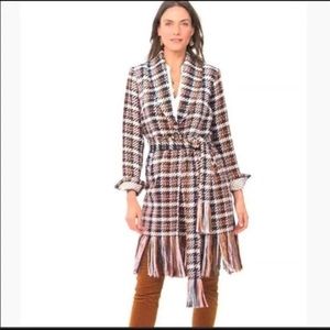 CAbi Regency plaid fringe boho plaid blanket Coat (M) ❤️